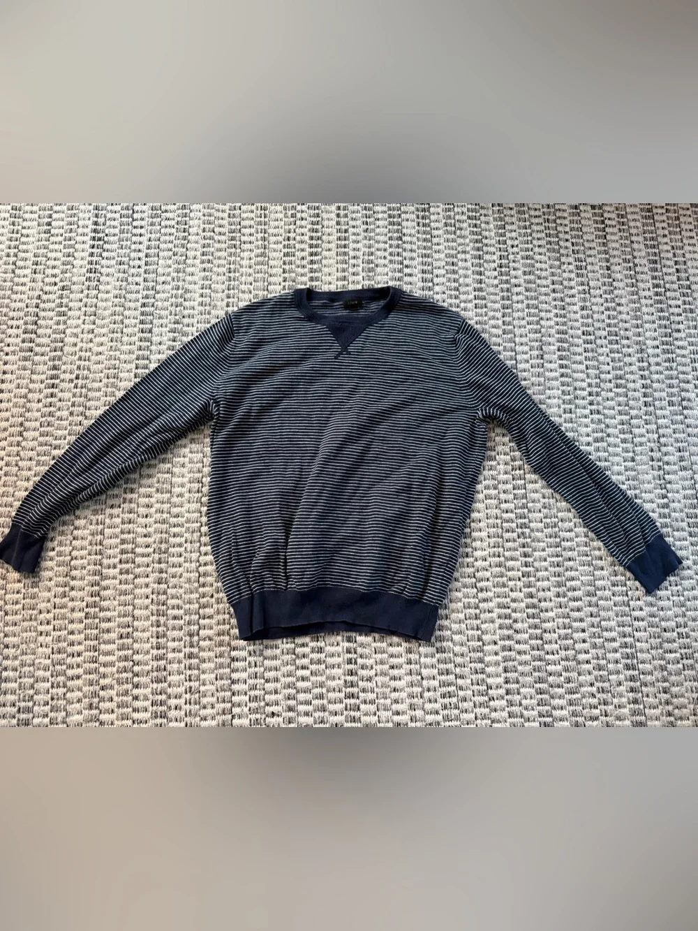 Men's JCREW Navy Striped Crewneck Sweater Size 8